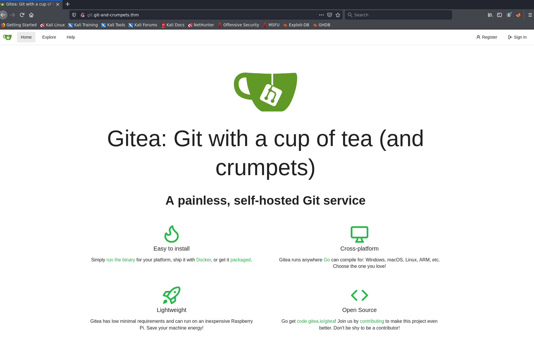 Git with Tea (and Crumpets). A Gitea Server